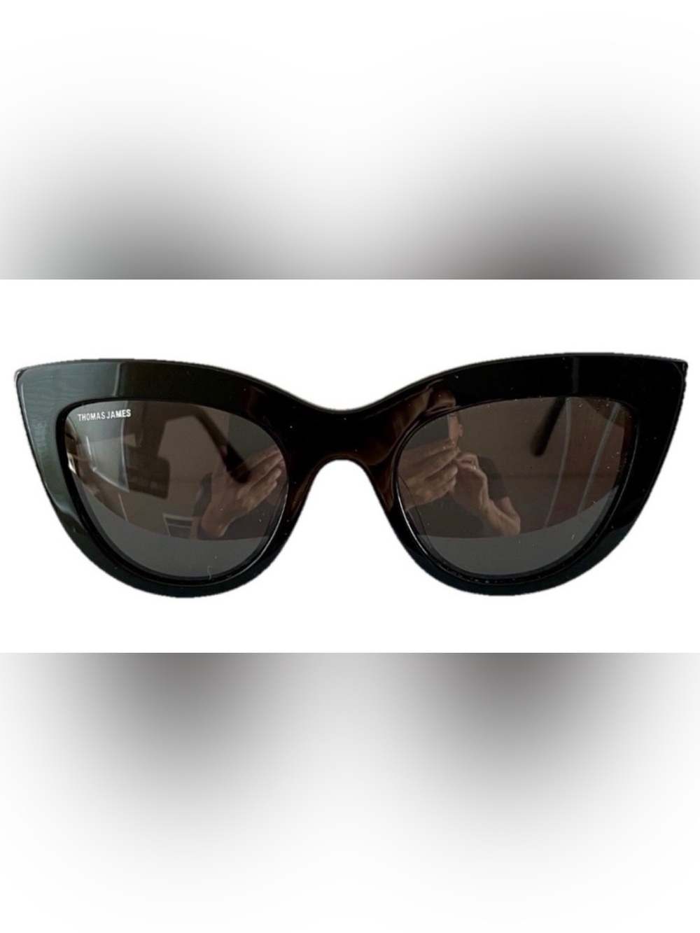 THOMAS JAMES NWT CATEYE SUNGLASSES Black POLARIZED UV 400 TJ TART